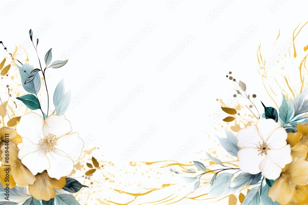 Wall mural png summer flowers frame backgrounds pattern plant.