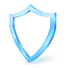 Crystal shield symbolizing protection. 3D icon isolated on white background. Vector illustration for graphic design, Ux design.