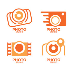 photography camera logo vector badges and labels set design