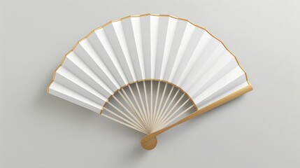 Foldable Asian geisha decor with a Chinese hand fan, isolated imitation from China or Japan. Realistic 3D Modern mockup.