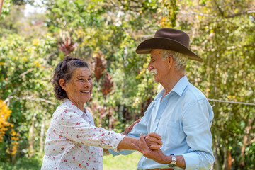 Lifestyle: elderly spouses dancing in the open air
