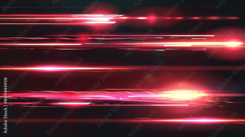 Poster a modern realistic set isolated on transparent background with red light lines and blurred glow. abs