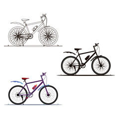 Fototapeta premium Two wheeler, Bicycle or Cycle Black illustration Silhouettes