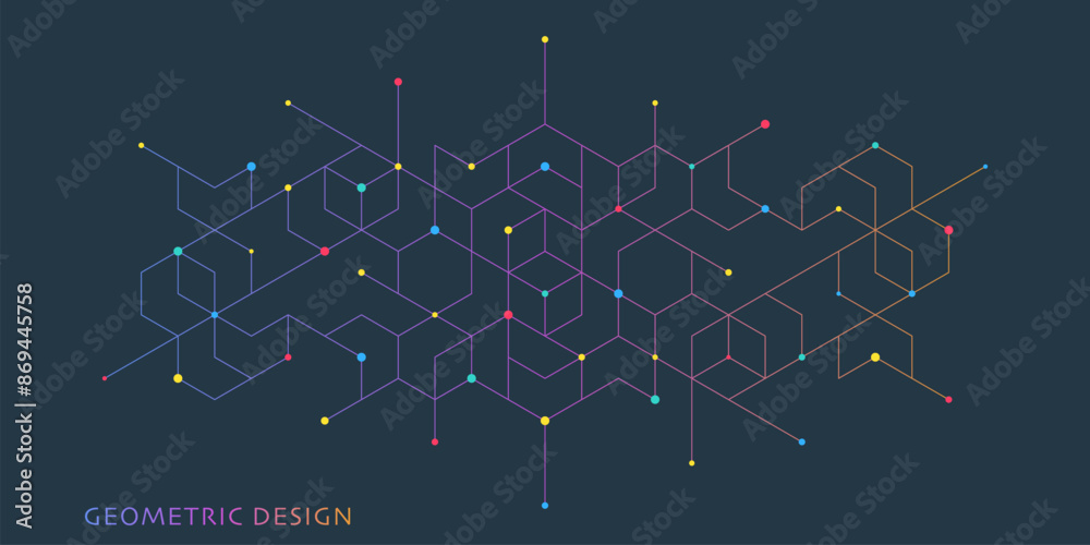 Poster Abstract vector background with simple geometric figures and dots. Graphic design element and polygonal shape pattern