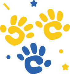 Kids Hand Stamp Illustration