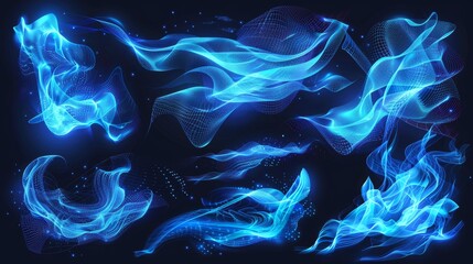 Obraz premium Fresh cool wave modern. Clean conditioner stream swirl. Transparent suction 3D element. Cleaner purification frost trail texture. Breezy vortex graphic.