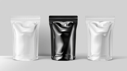 Mockup of a Doypack mockup for food or cosmetic products. 3D illustration of a blank pouch template with zipper and cap.