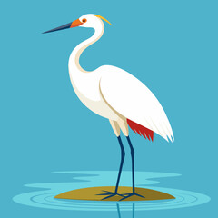 Crane on water white background vector