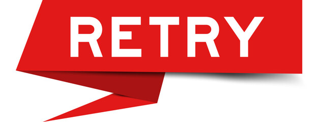 Red color speech banner with word retry on white background