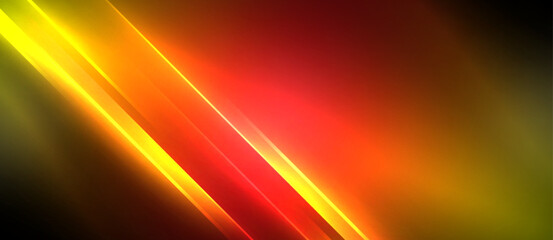 Neon dynamic diagonal light rays background. Techno digital geometric concept design for wallpaper, banner, presentation, background