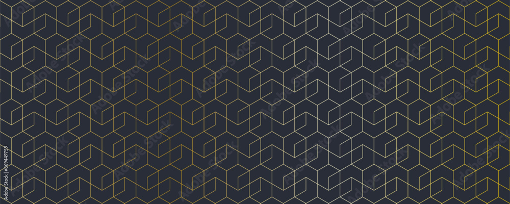 Poster Abstract seamless pattern with a geometric background of polygonal golden lines. Stylish vector texture