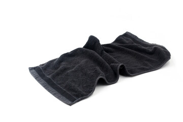 Black towel isolated on white background. black hand towel