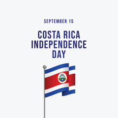 Costa Rica Independence Day. Flat art design.  Independence day vector. Good for celebration template usage. eps 10.