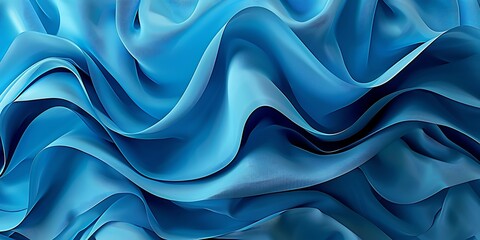 Obraz premium 3D render of an abstract blue wavy cloth