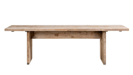 wooden table with rough recycled planks. isolated white background