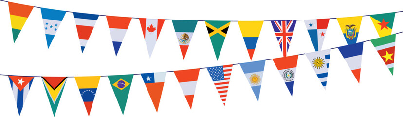 Garlands in the colors of different American countries	