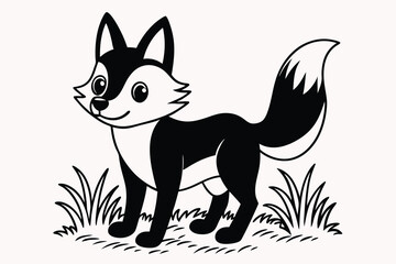 a simple cartoon happy fox walking.eps