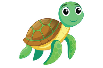 a simple cartoon sea turtle vector on white A.eps
