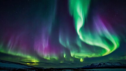 Aurora Borealis in a Clear Night Sky
