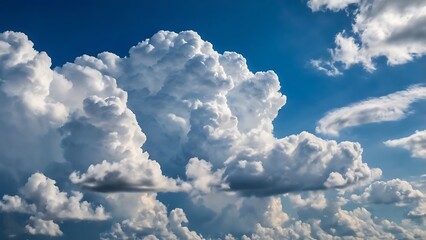 Clear Blue Sky with Fluffy Clouds