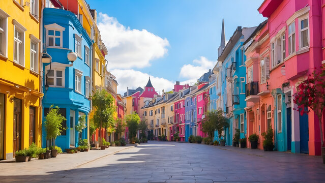 Fototapeta street in the town country