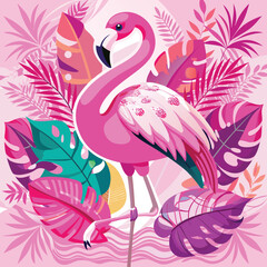 Naklejka premium hot pink flamingo