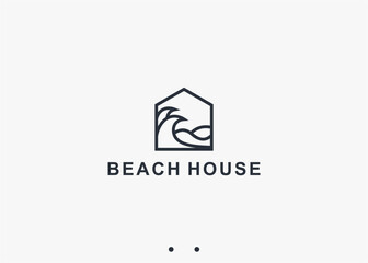 beach house logo design vector silhouette illustration