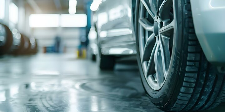 Car service center uses advanced technology for tire and wheel maintenance. Concept Car Maintenance, Advanced Technology, Tire Maintenance, Wheel Maintenance, Service Center