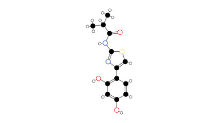 isobutylamido thiazolyl resorcinol molecule, structural chemical formula, ball-and-stick model, isolated image tyrosinase inhibitor