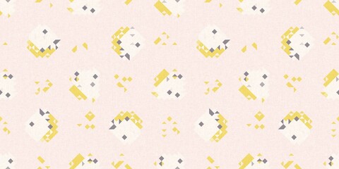 Simple glitch geometric seamless abstract border with playful woven summer color. Bright whimsical gender neutral bold irregular shape textile Cotton effect banner