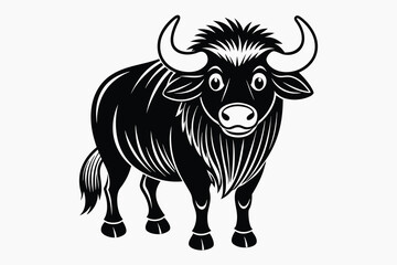 draw a simple cartoon buffalo isolated A.eps