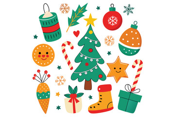 doodle set of variety of christams elements clipar.eps