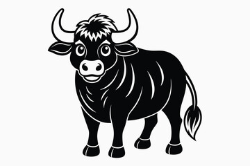 draw a simple cartoon buffalo isolated.eps