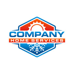 graphic vector of plumbing, heating, and cooling service company logo design illustration