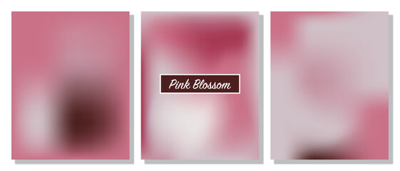 Fototapeta premium Set of gradient templates for poster and social media design, pastel, pink blossom color, abstract gradient background.
