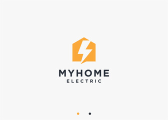 house with electric logo design vector silhouette illustration