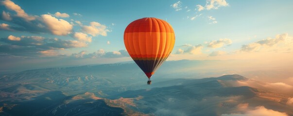 A hot air balloon floating in the sky