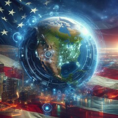 Abstract Tech and Flag