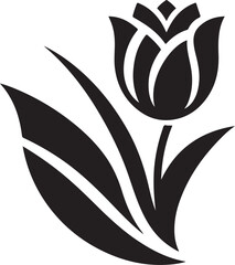 Tulip, flower  silhouette like the logo vector set black color white background 
