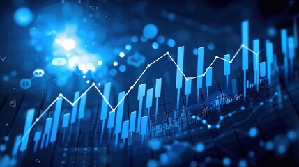 3D Coin Background with Blue Money Business Graph Finance Chart