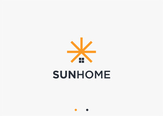 Obraz premium sun house logo design vector silhouette illustration