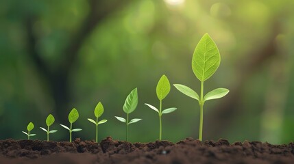 A row of seedlings growing in soil, symbolizing growth, development, and new beginnings.