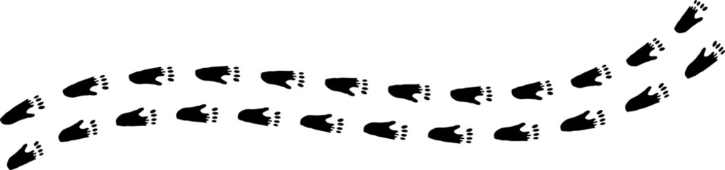 Paw vector foot trail print. Pattern animal tracks isolated on white background. Black silhouette of a paw print, isolated vector icon Illustration.