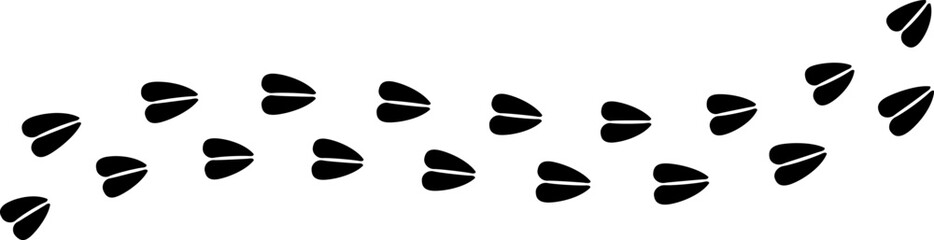 Paw vector foot trail print. Pattern animal tracks isolated on white background. Black silhouette of a paw print, isolated vector icon Illustration.
