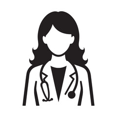 Doctor Icon with Stethoscope. Nurse logo, medical and health care hospital patient examination vector illustration