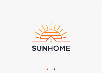 sun house logo design vector silhouette illustration
