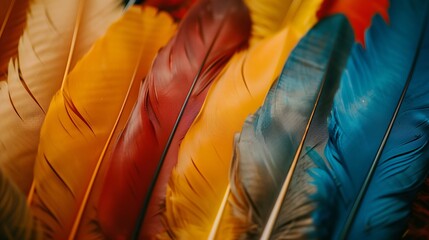 a close up of a bunch of colorful feathers