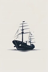 Simple Yacht Vector Sailing Ocean Shipping and Transportation Industry,Generative AI