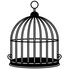 Silhouette of birdcage  vector  illustration 