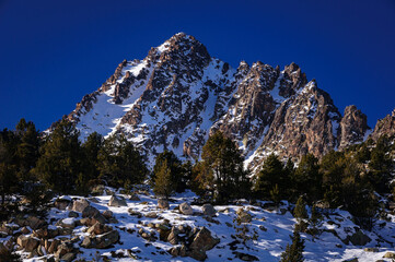 Pic Alt de Cubil peak in a winter morning (Pessons cirque, Andorra, Pyrenees)